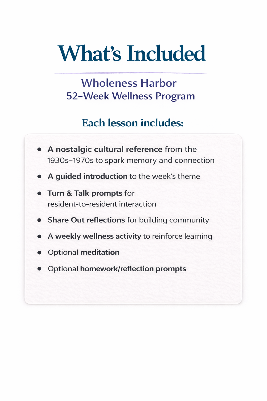 Wholeness Harbor: 52-Week Wellness Program