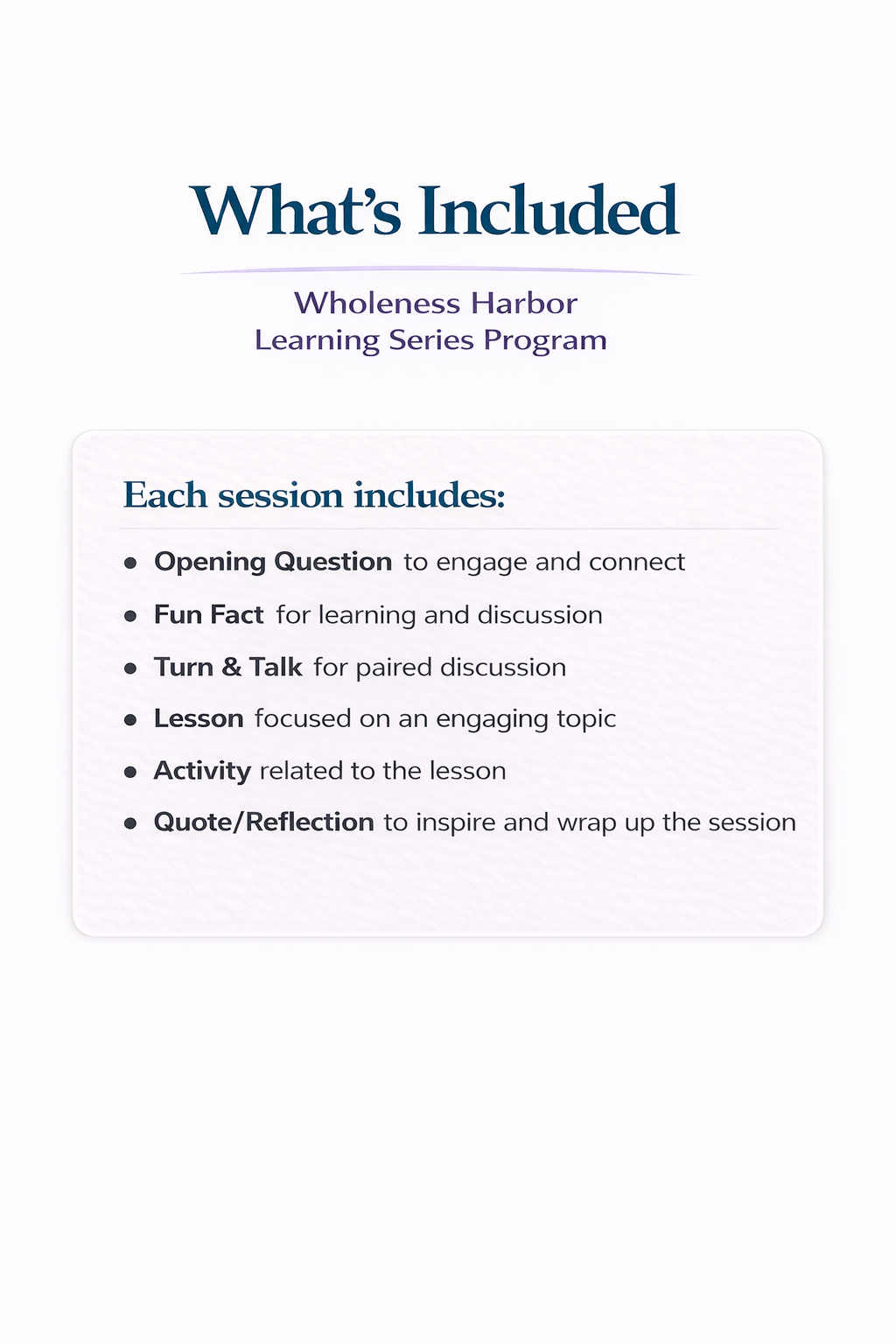 Wholeness Harbor Learning Series